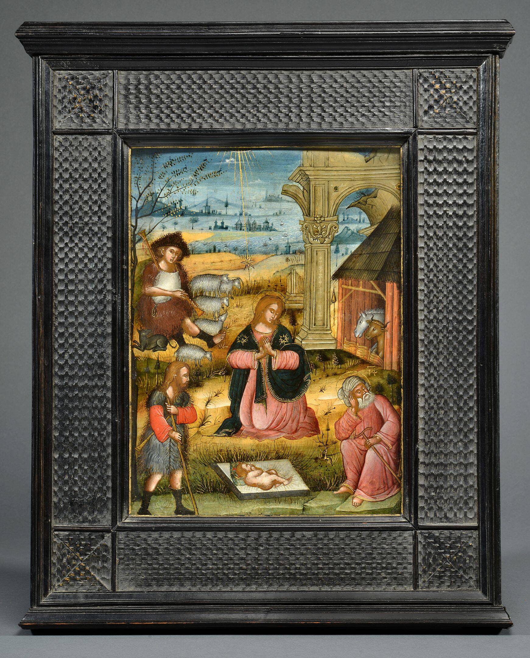 Two Panels of a Triptych - Nativity and Anastasis 